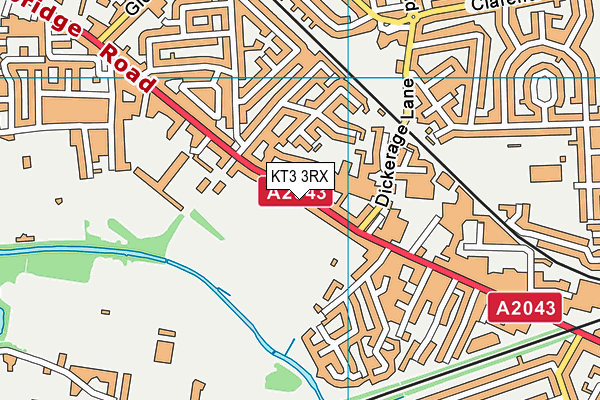 Kingston Road Recreation Ground map (KT3 3RX) - OS VectorMap District (Ordnance Survey)