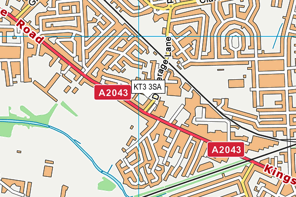 KT3 3SA map - OS VectorMap District (Ordnance Survey)