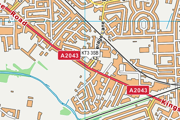 KT3 3SB map - OS VectorMap District (Ordnance Survey)