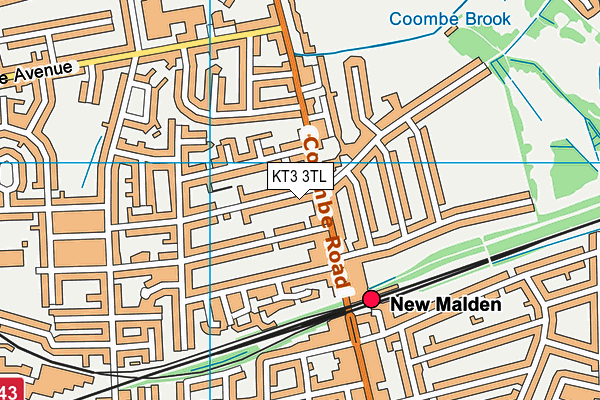 KT3 3TL map - OS VectorMap District (Ordnance Survey)