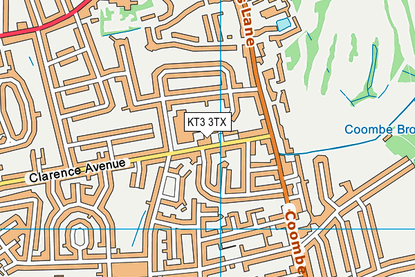 KT3 3TX map - OS VectorMap District (Ordnance Survey)