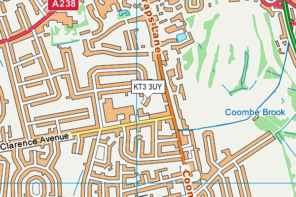 KT3 3UY map - OS VectorMap District (Ordnance Survey)