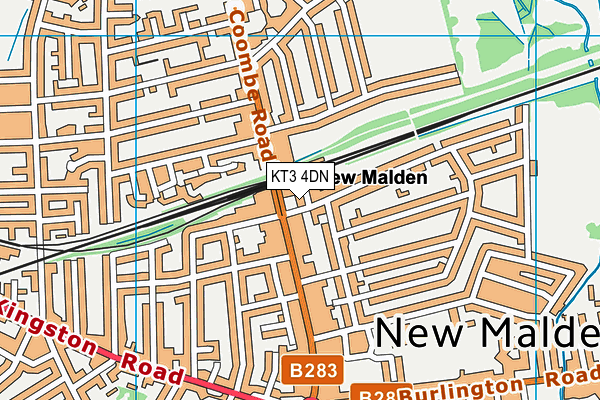 KT3 4DN map - OS VectorMap District (Ordnance Survey)