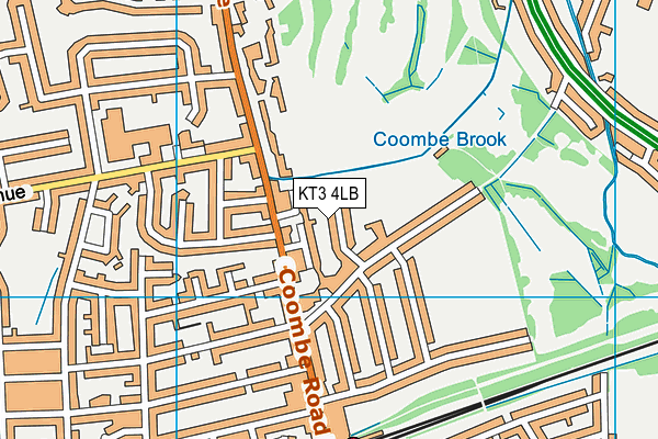 KT3 4LB map - OS VectorMap District (Ordnance Survey)