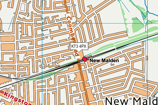 KT3 4PX map - OS VectorMap District (Ordnance Survey)