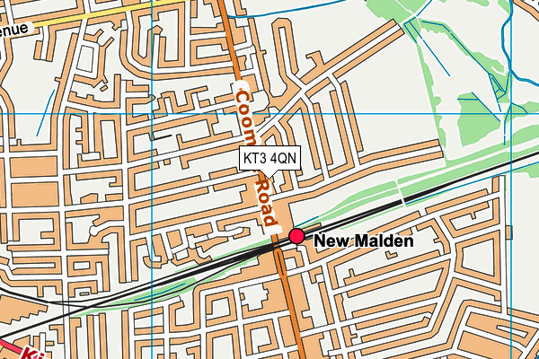 KT3 4QN map - OS VectorMap District (Ordnance Survey)