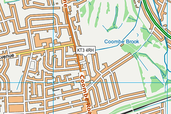 KT3 4RH map - OS VectorMap District (Ordnance Survey)