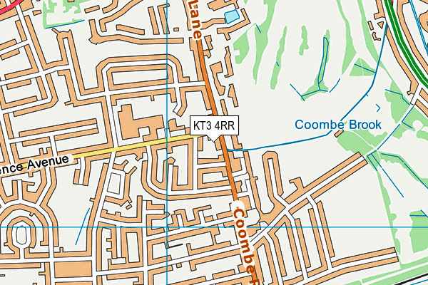 KT3 4RR map - OS VectorMap District (Ordnance Survey)