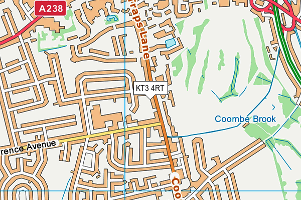 KT3 4RT map - OS VectorMap District (Ordnance Survey)