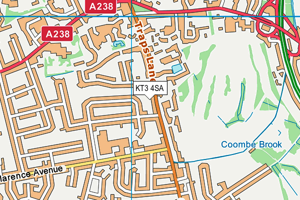 KT3 4SA map - OS VectorMap District (Ordnance Survey)