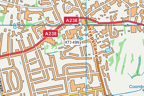 KT3 4SN map - OS VectorMap District (Ordnance Survey)