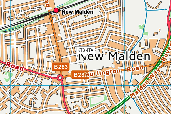 Malden Centre map (KT3 4TA) - OS VectorMap District (Ordnance Survey)