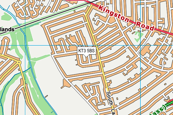 KT3 5BS map - OS VectorMap District (Ordnance Survey)