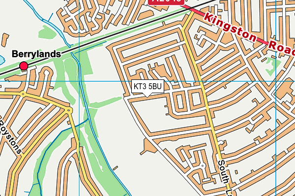 KT3 5BU map - OS VectorMap District (Ordnance Survey)