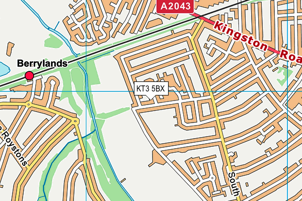 St James Church Hall map (KT3 5BX) - OS VectorMap District (Ordnance Survey)