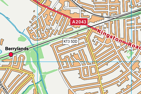 KT3 5DD map - OS VectorMap District (Ordnance Survey)