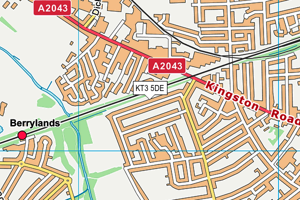 KT3 5DE map - OS VectorMap District (Ordnance Survey)
