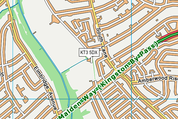 KT3 5DX map - OS VectorMap District (Ordnance Survey)