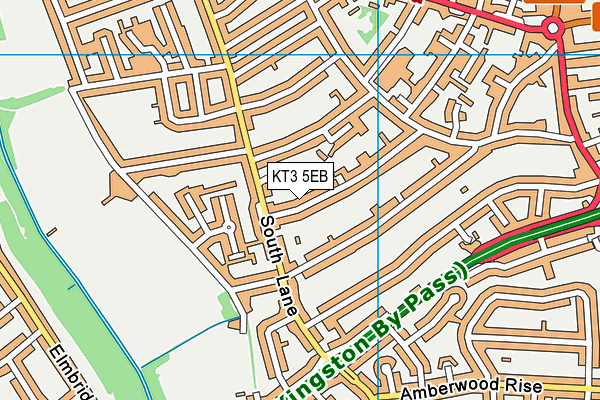 KT3 5EB map - OS VectorMap District (Ordnance Survey)
