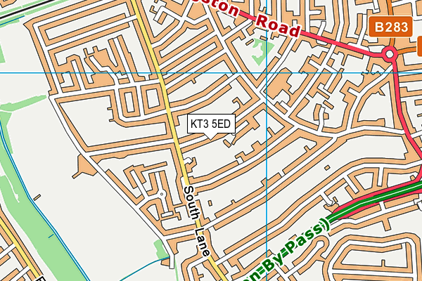 KT3 5ED map - OS VectorMap District (Ordnance Survey)