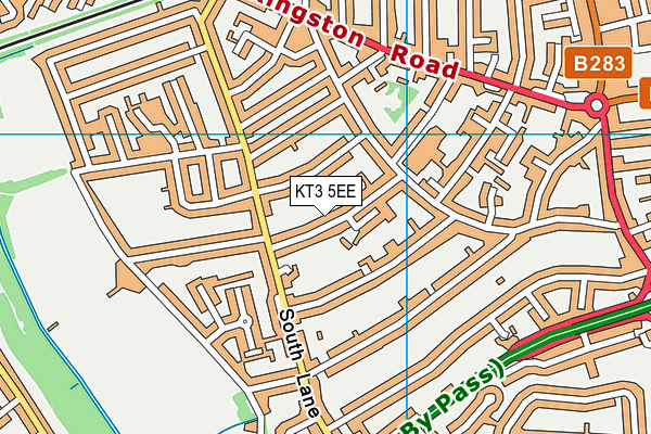 KT3 5EE map - OS VectorMap District (Ordnance Survey)