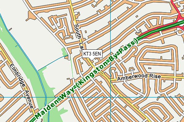 KT3 5EN map - OS VectorMap District (Ordnance Survey)