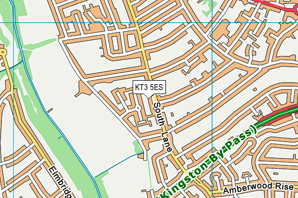 KT3 5ES map - OS VectorMap District (Ordnance Survey)