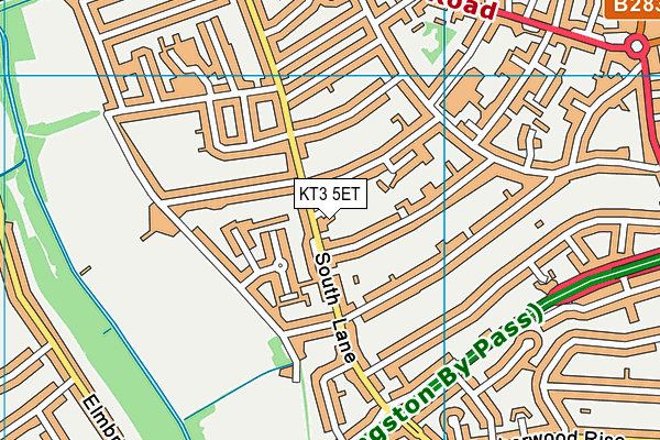 KT3 5ET map - OS VectorMap District (Ordnance Survey)