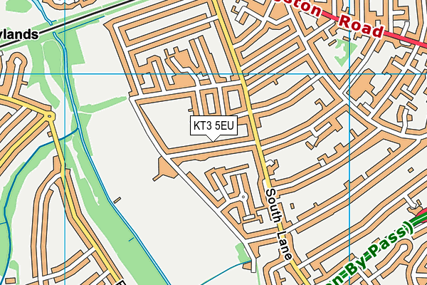 KT3 5EU map - OS VectorMap District (Ordnance Survey)