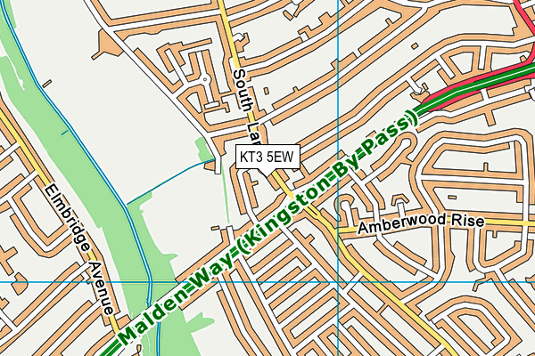 KT3 5EW map - OS VectorMap District (Ordnance Survey)