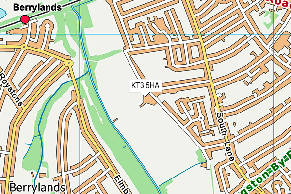 KT3 5HA map - OS VectorMap District (Ordnance Survey)