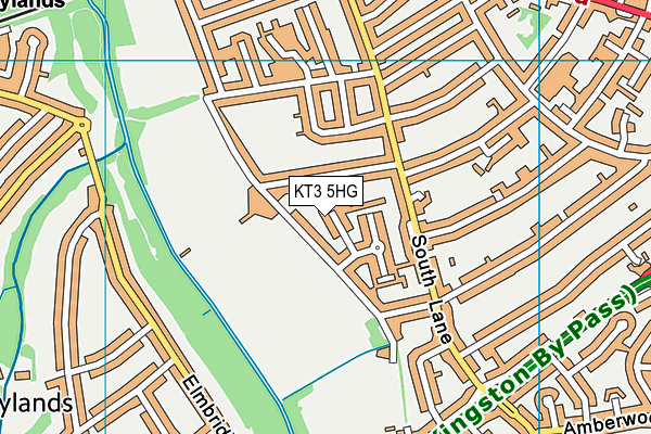 KT3 5HG map - OS VectorMap District (Ordnance Survey)