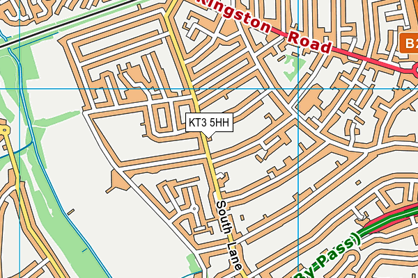 KT3 5HH map - OS VectorMap District (Ordnance Survey)