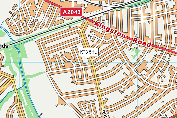 KT3 5HL map - OS VectorMap District (Ordnance Survey)