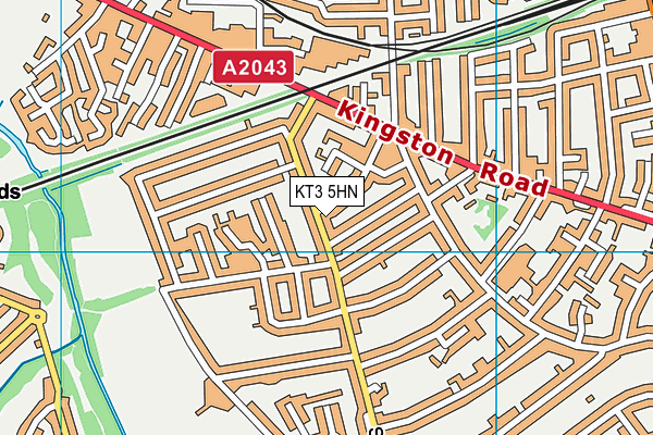 KT3 5HN map - OS VectorMap District (Ordnance Survey)