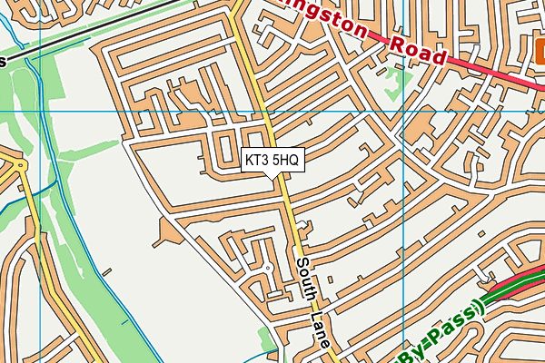 KT3 5HQ map - OS VectorMap District (Ordnance Survey)