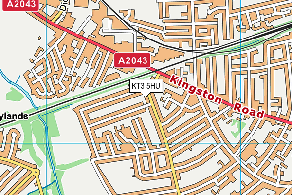 KT3 5HU map - OS VectorMap District (Ordnance Survey)