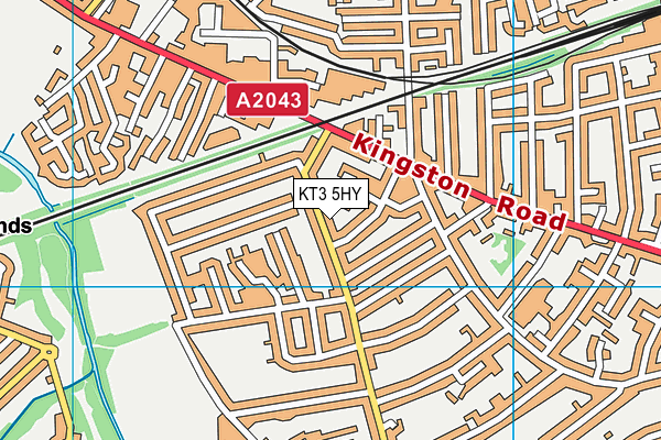 KT3 5HY map - OS VectorMap District (Ordnance Survey)