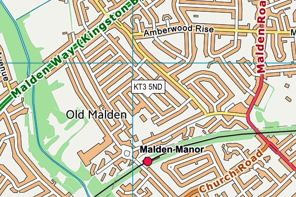 KT3 5ND map - OS VectorMap District (Ordnance Survey)