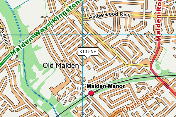 KT3 5NE map - OS VectorMap District (Ordnance Survey)