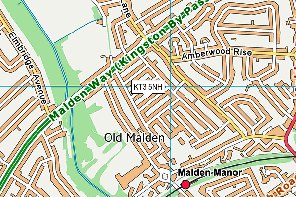 KT3 5NH map - OS VectorMap District (Ordnance Survey)