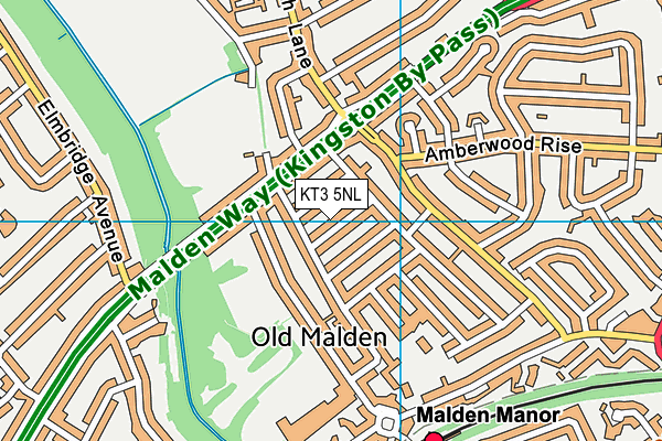 KT3 5NL map - OS VectorMap District (Ordnance Survey)