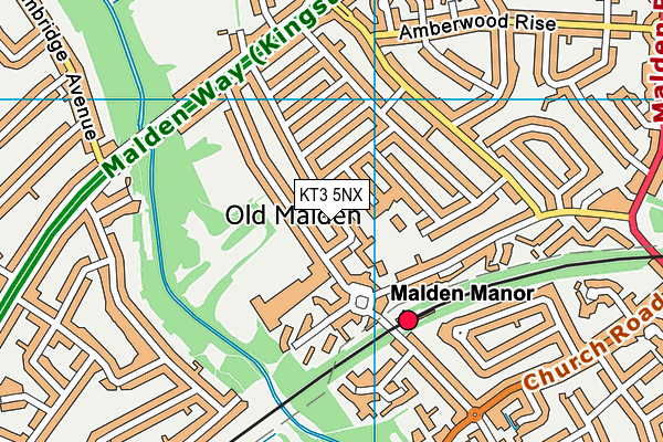 KT3 5NX map - OS VectorMap District (Ordnance Survey)