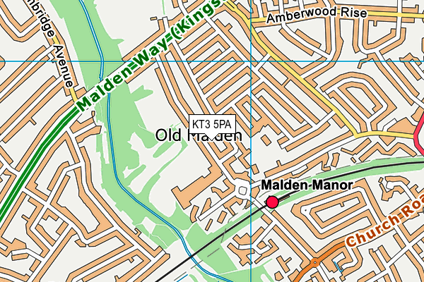 KT3 5PA map - OS VectorMap District (Ordnance Survey)