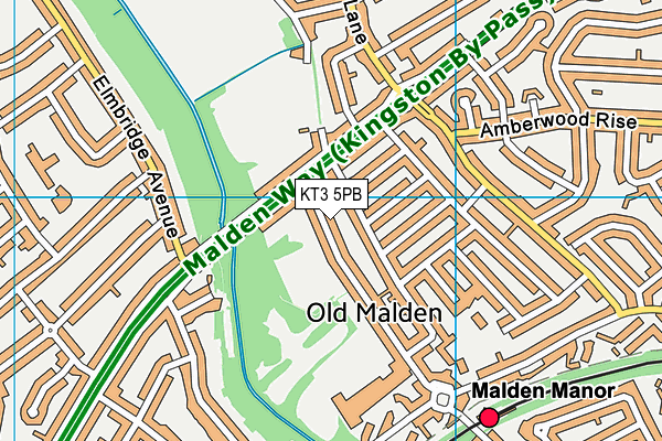 KT3 5PB map - OS VectorMap District (Ordnance Survey)