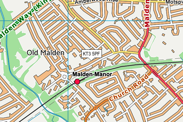 Malden Manor Primary School map (KT3 5PF) - OS VectorMap District (Ordnance Survey)