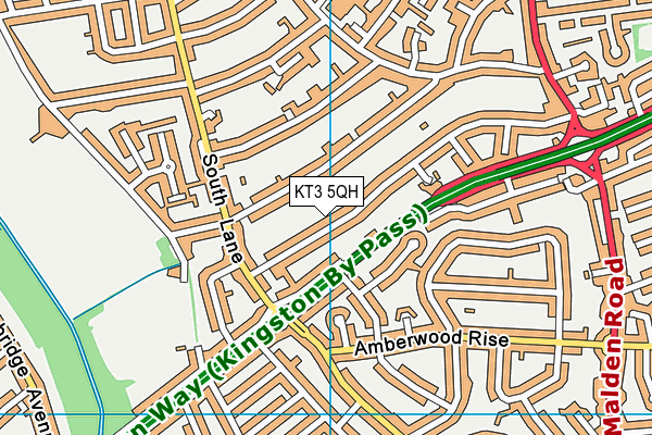 KT3 5QH map - OS VectorMap District (Ordnance Survey)