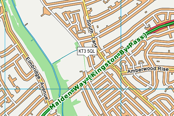 KT3 5QL map - OS VectorMap District (Ordnance Survey)