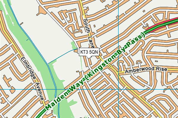KT3 5QN map - OS VectorMap District (Ordnance Survey)
