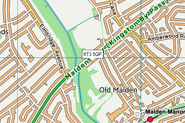 KT3 5QP map - OS VectorMap District (Ordnance Survey)
